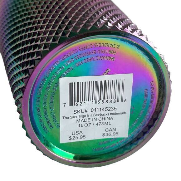 OIL SLICK Starbucks NWT Cold Cup Tumbler Grande Studded Rainbow Halloween 16 oz - Picture 4 of 4